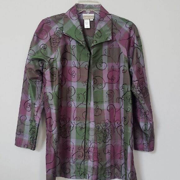 Coldwater Creek Duster Womens S Silk Embroidered Floral Floral Easter Long Coat - Picture 1 of 7